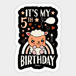 It's My 5th Birthday Sheep Sticker